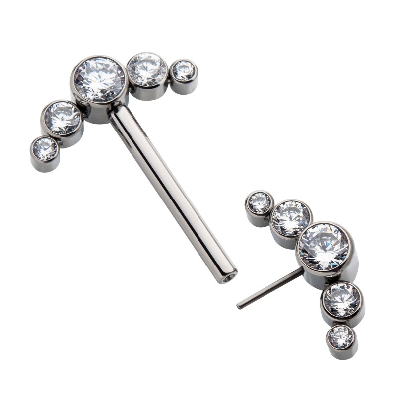 titanium-with-one-side-fixed-one-side-threadless-nipple-barbell-with-bezel-set-cz-5-cluster-ends